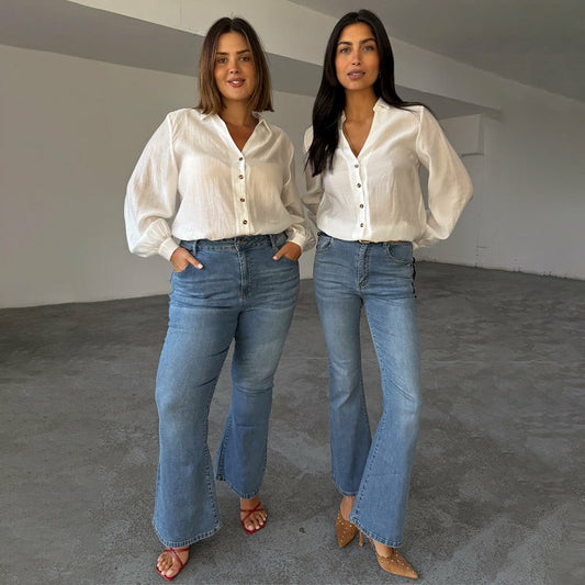 Denim Flare Scallop Jean | Never Fully Dressed Best Price