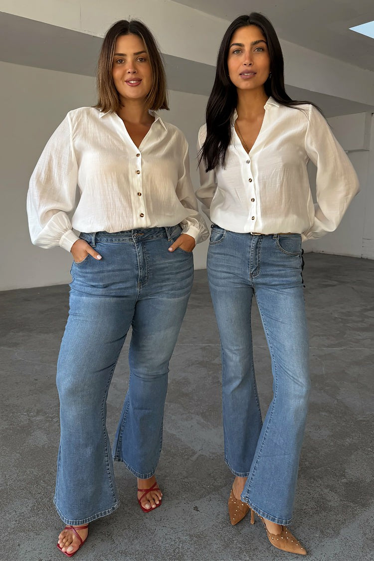 Denim Flare Scallop Jean | Never Fully Dressed Best Price