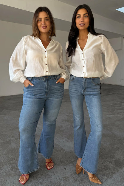 Denim Flare Scallop Jean | Never Fully Dressed Best Price