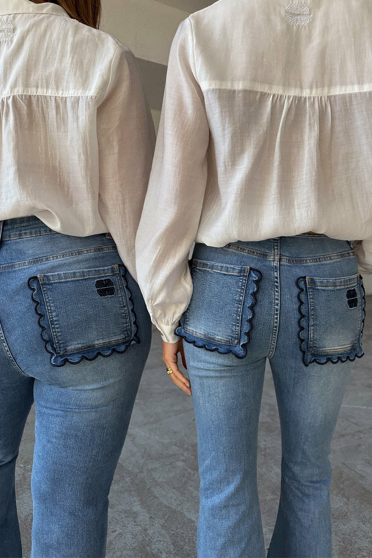 Denim Flare Scallop Jean | Never Fully Dressed Best Price