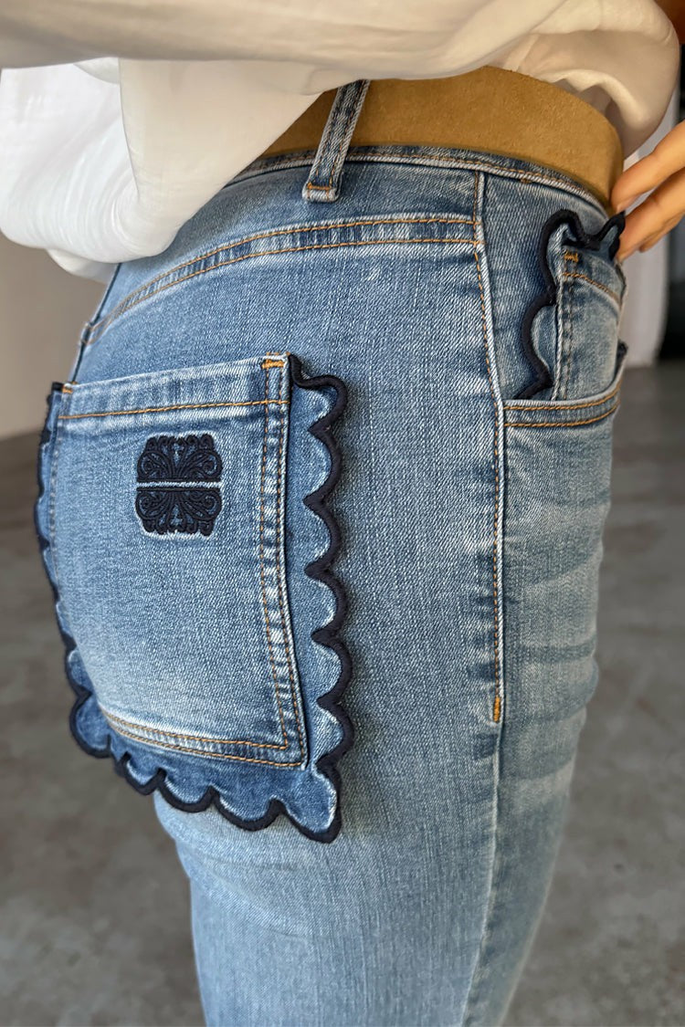 Denim Flare Scallop Jean | Never Fully Dressed Best Price