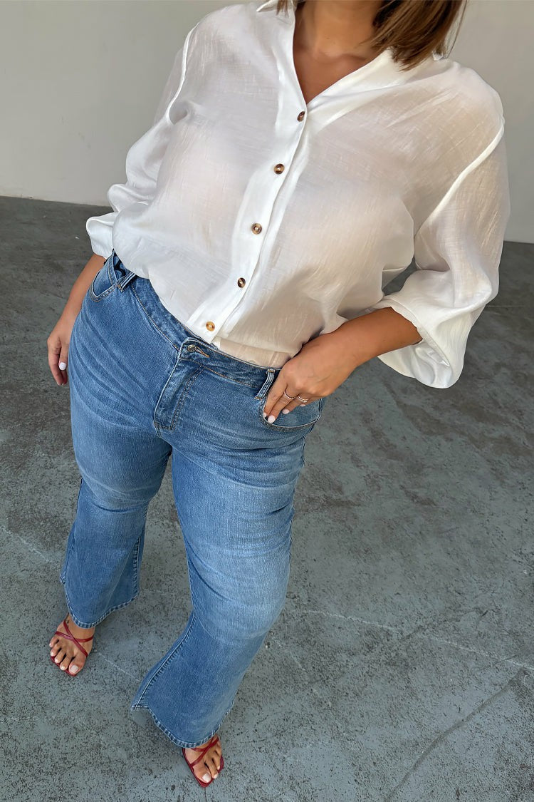 Denim Flare Scallop Jean | Never Fully Dressed Best Price