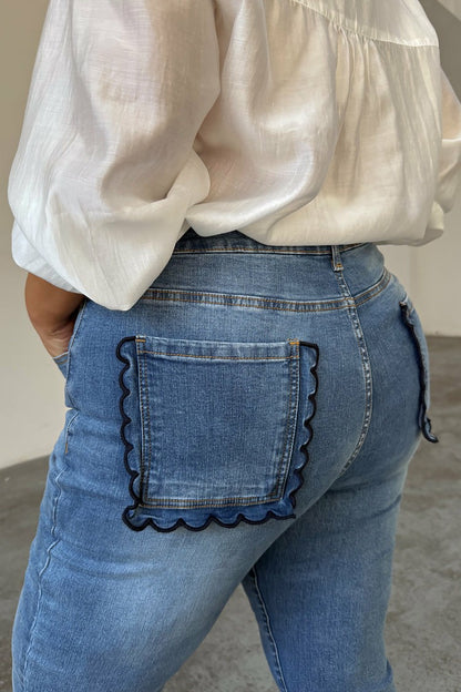 Denim Flare Scallop Jean | Never Fully Dressed Best Price