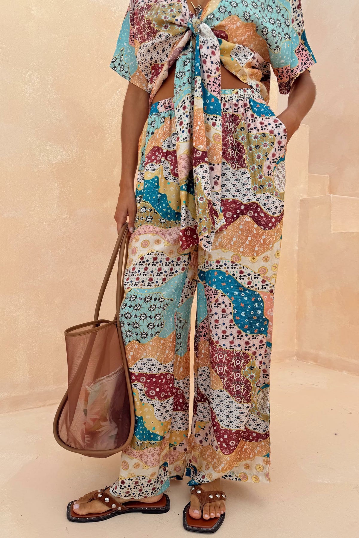 Morocco Patchwork Print Wide Leg Trousers | Never Fully Dressed Special Offer