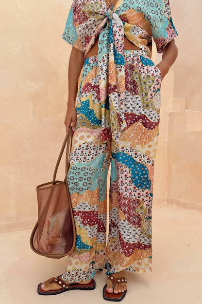 Morocco Patchwork Print Wide Leg Trousers | Never Fully Dressed Special Offer