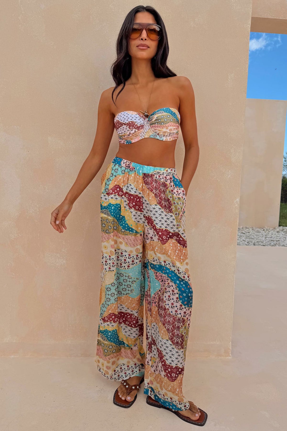 Morocco Patchwork Print Wide Leg Trousers | Never Fully Dressed Special Offer