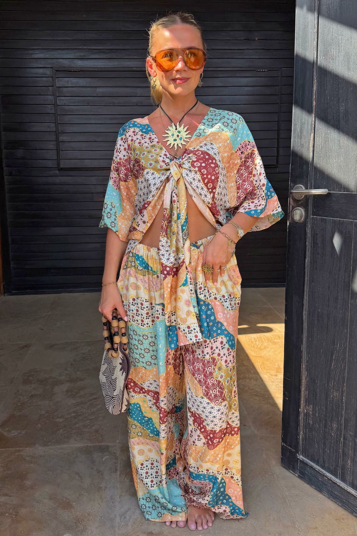 Morocco Patchwork Print Wide Leg Trousers | Never Fully Dressed Special Offer