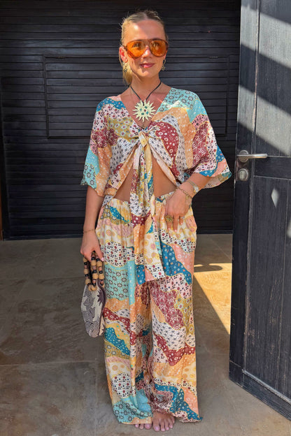 Morocco Patchwork Print Wide Leg Trousers | Never Fully Dressed Special Offer