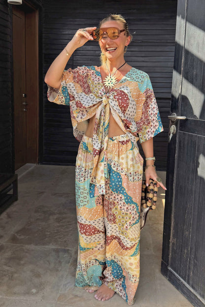 Morocco Patchwork Print Wide Leg Trousers | Never Fully Dressed Special Offer