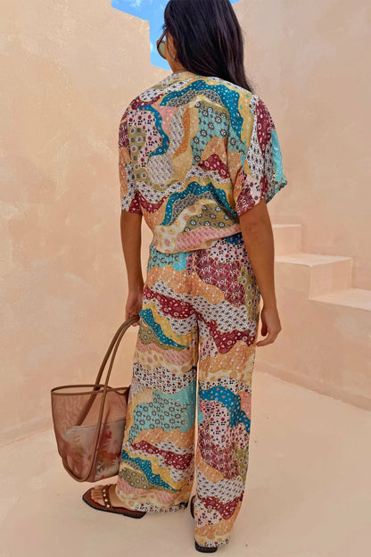 Morocco Patchwork Print Wide Leg Trousers | Never Fully Dressed Special Offer