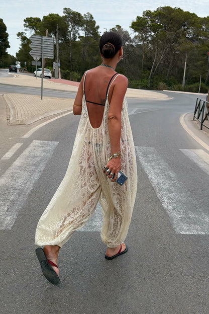 Cream Lace Balloon Jumpsuit | Never Fully Dressed Great Value