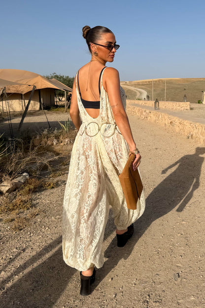 Cream Lace Balloon Jumpsuit | Never Fully Dressed Great Value