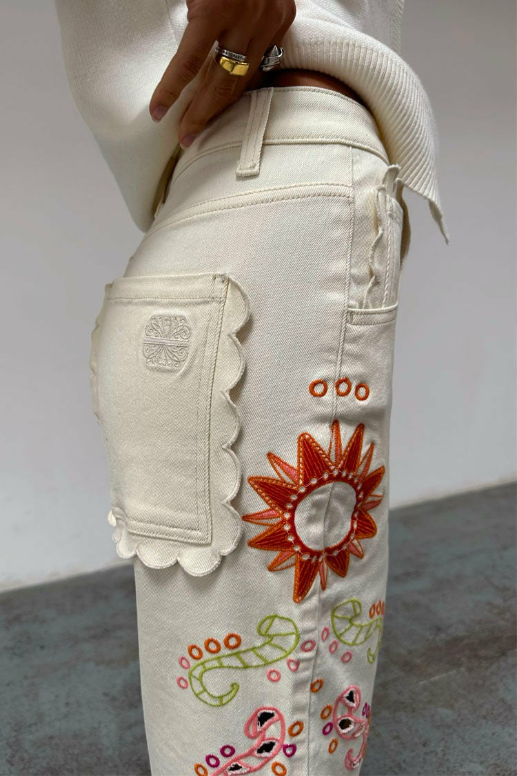 Ecru Enchanted Cut Work Scallop Jeans | Never Fully Dressed Recommended