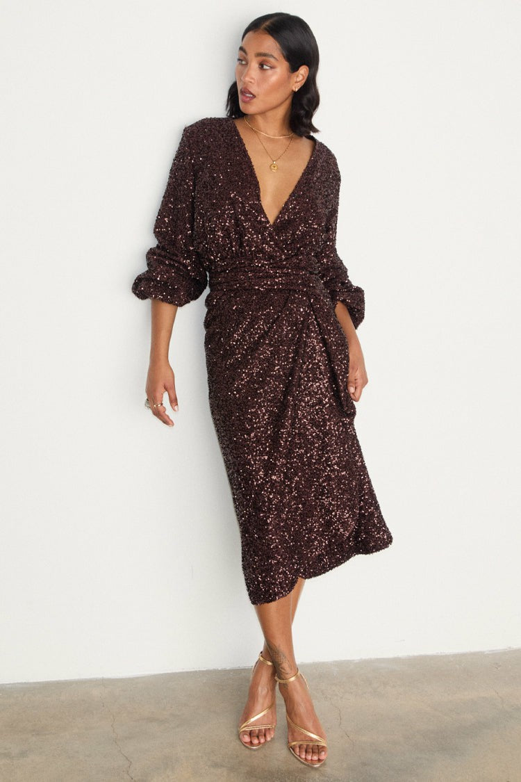 Chocolate Sequin Vienna Dress | Never Fully Dressed Trending