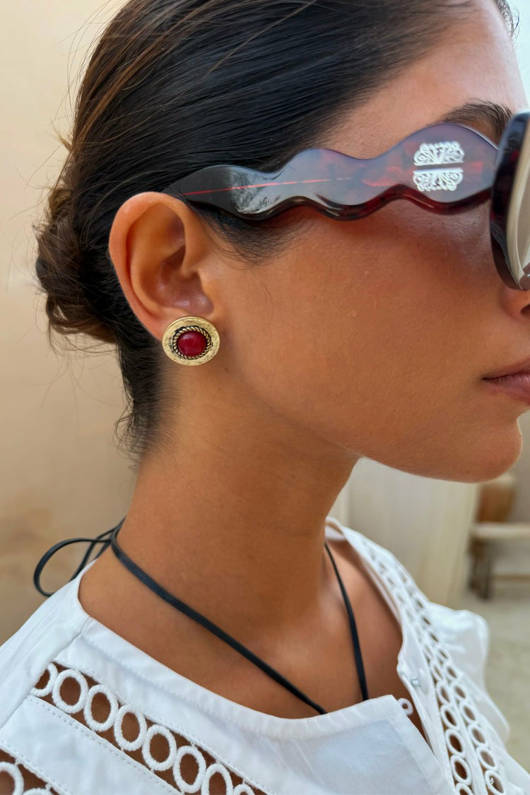 Deloris Red Circle Earrings - Limited Edition - Never Fully Dressed | Never Fully Dressed Trending