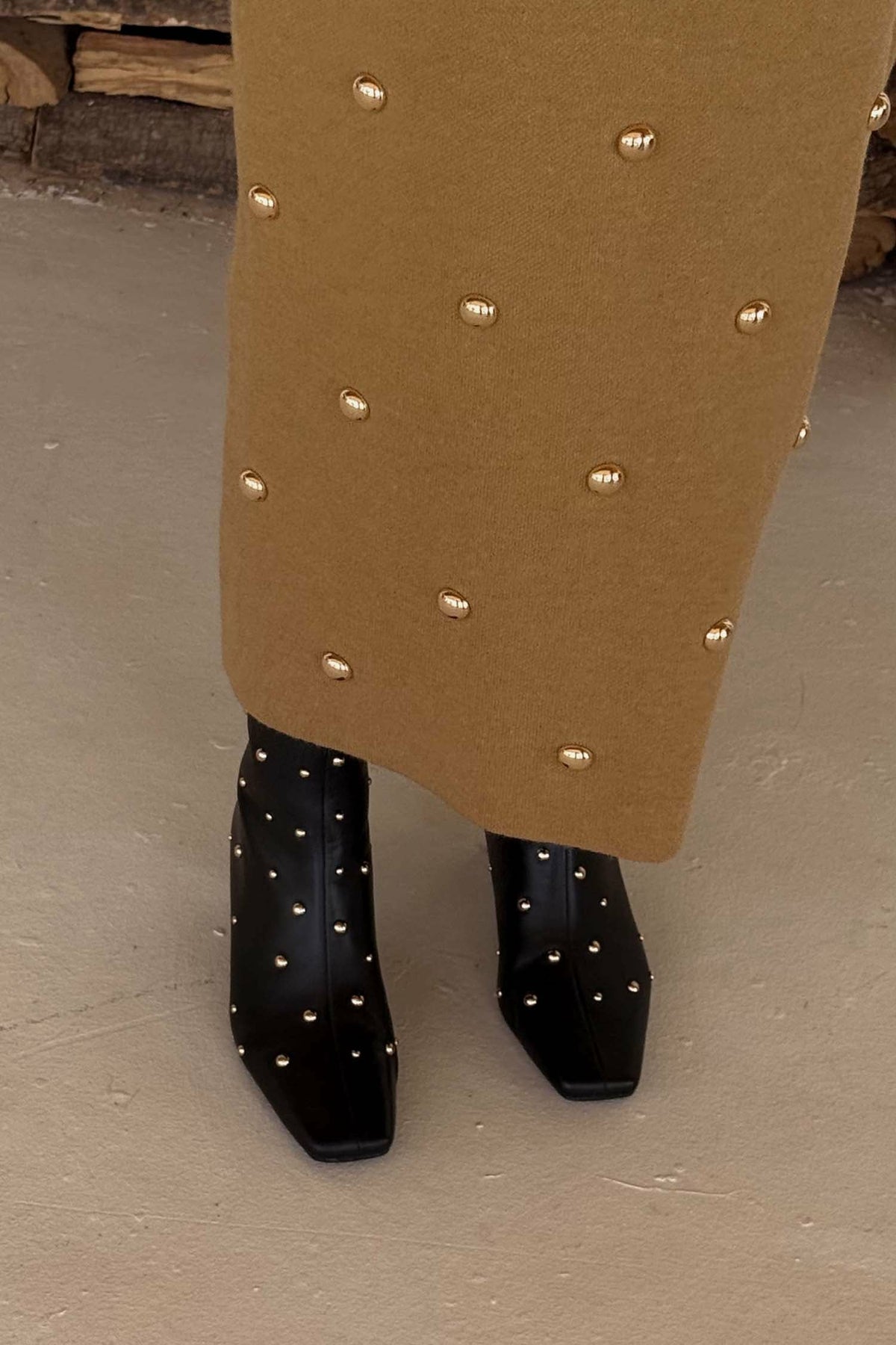 Black Leather Boots with Gold Studs | Never Fully Dressed Classic