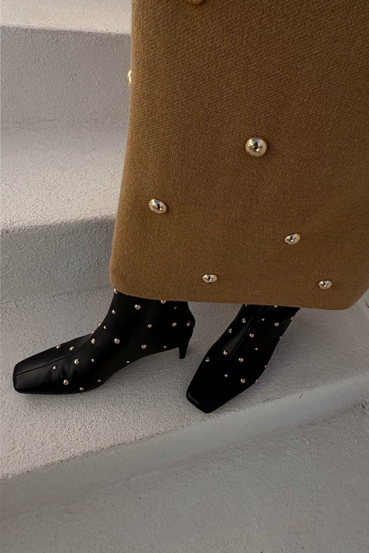 Black Leather Boots with Gold Studs | Never Fully Dressed Classic