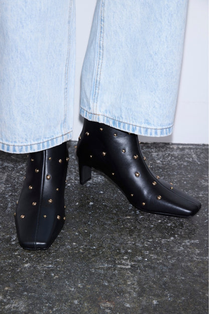Black Leather Boots with Gold Studs | Never Fully Dressed Classic