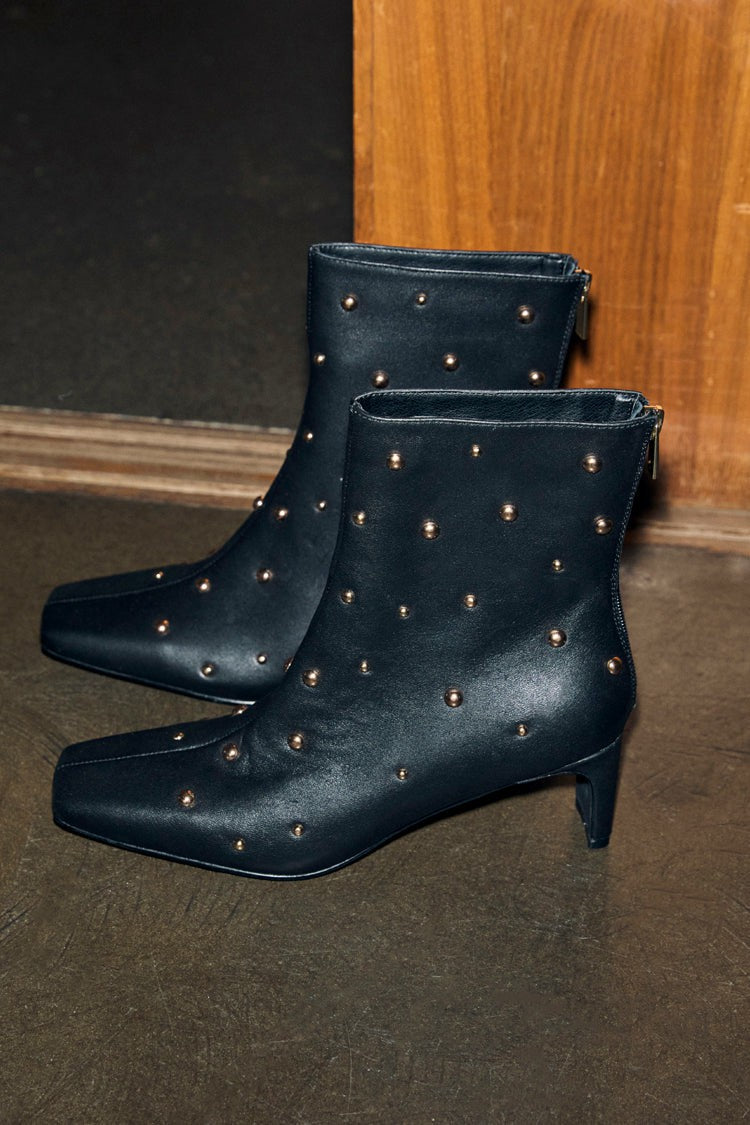 Black Leather Boots with Gold Studs | Never Fully Dressed Classic
