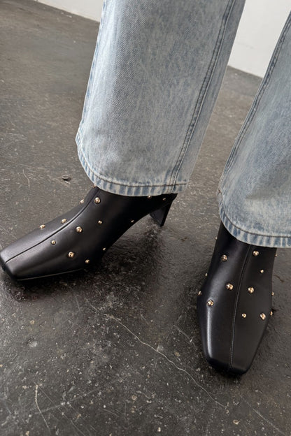 Black Leather Boots with Gold Studs | Never Fully Dressed Classic
