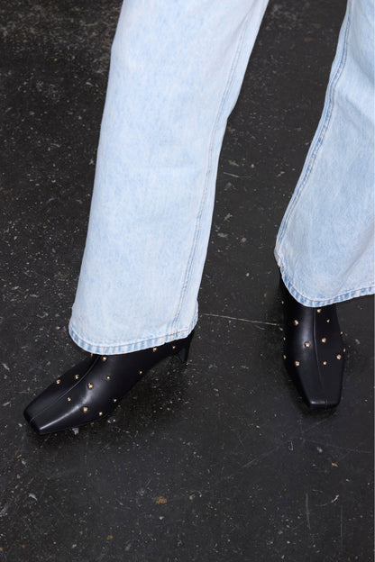 Black Leather Boots with Gold Studs | Never Fully Dressed Classic