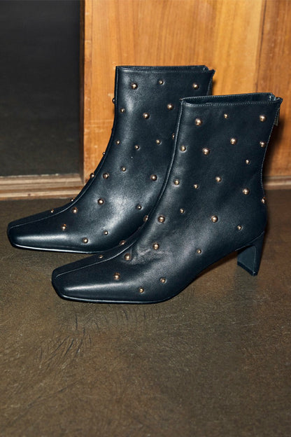 Black Leather Boots with Gold Studs | Never Fully Dressed Classic