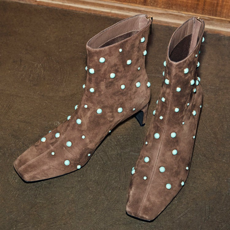Chocolate Studded Suede Boots | Never Fully Dressed Trusted