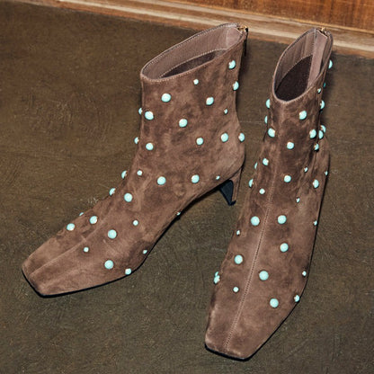 Chocolate Studded Suede Boots | Never Fully Dressed Trusted