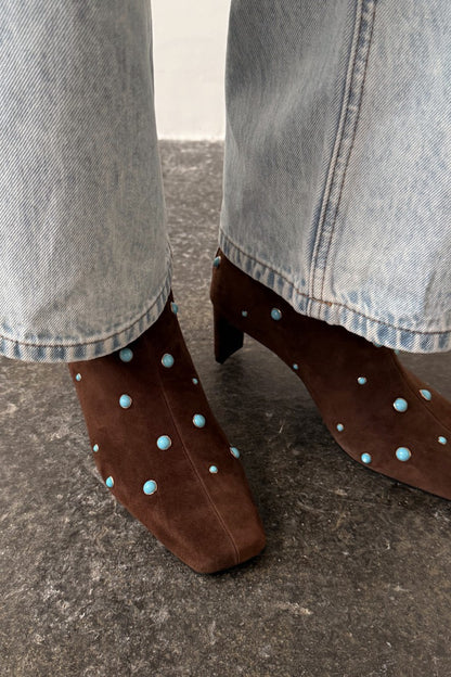 Chocolate Studded Suede Boots | Never Fully Dressed Trusted