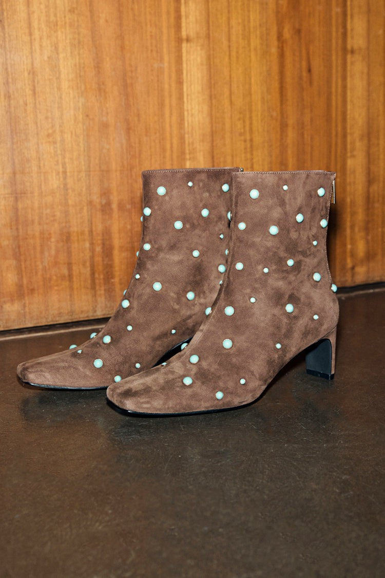 Chocolate Studded Suede Boots | Never Fully Dressed Trusted