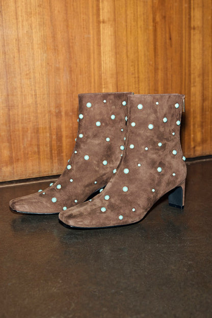 Chocolate Studded Suede Boots | Never Fully Dressed Trusted