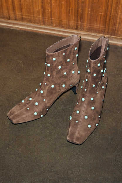 Chocolate Studded Suede Boots | Never Fully Dressed Trusted