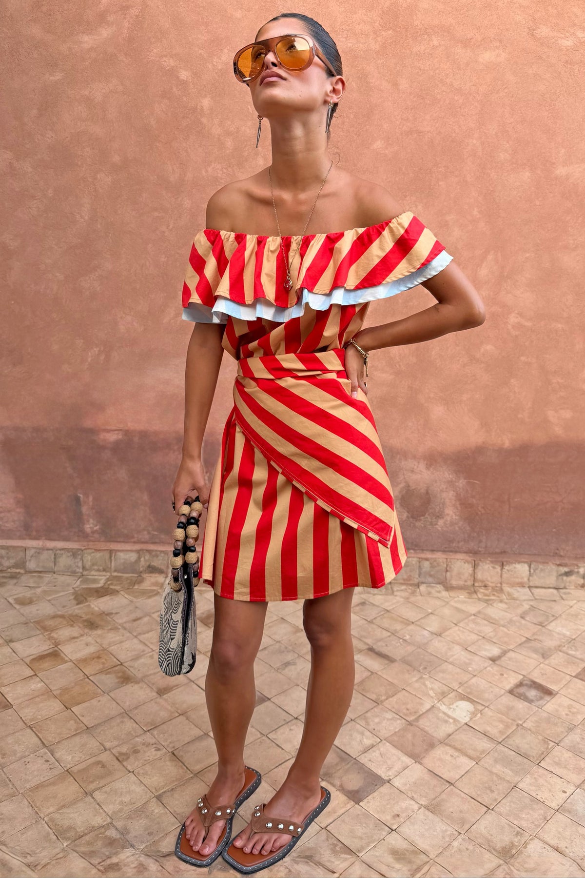 Tomato Stripe Scarf  London | Never Fully Dressed Trusted
