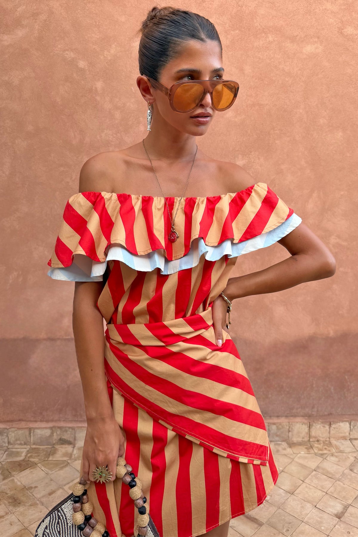 Tomato Stripe Scarf  London | Never Fully Dressed Trusted