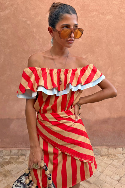 Tomato Stripe Scarf  London | Never Fully Dressed Trusted