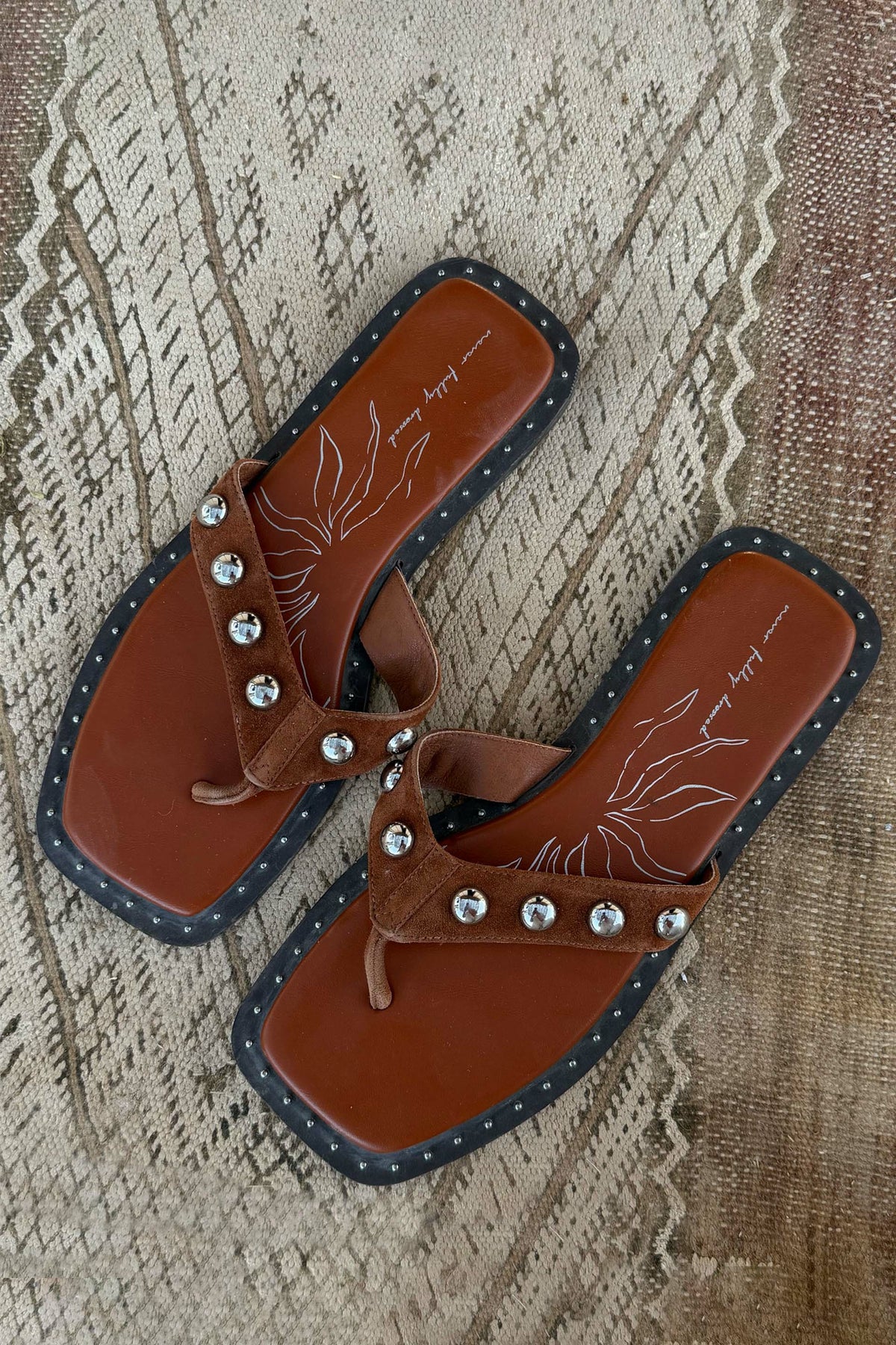 Tan Leather Stud Sandals | Never Fully Dressed Value