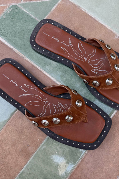 Tan Leather Stud Sandals | Never Fully Dressed Value