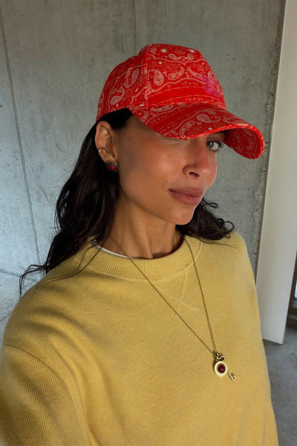Red Bandana Cap  London | Never Fully Dressed Deals