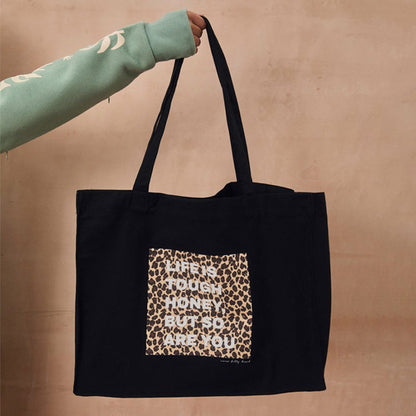 Black Life Is Tough Tote Bag | Never Fully Dressed Quality