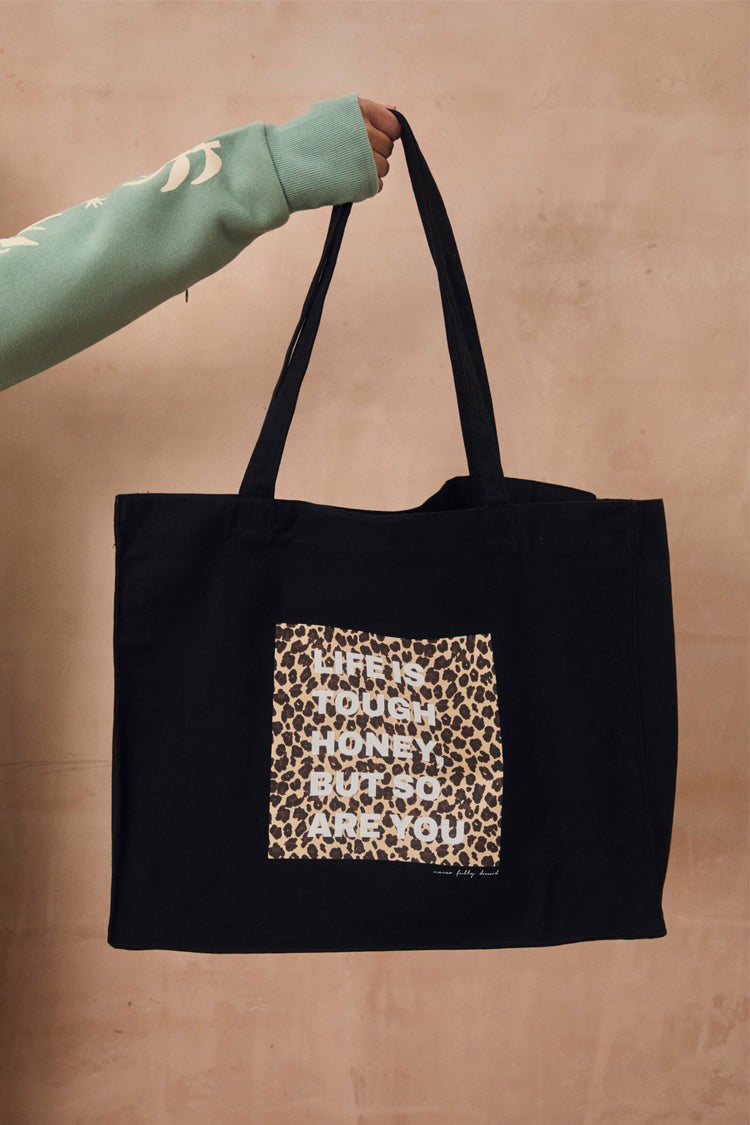 Black Life Is Tough Tote Bag | Never Fully Dressed Quality