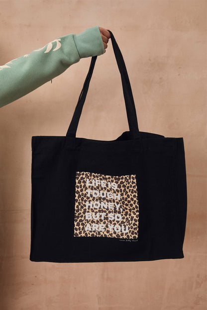 Black Life Is Tough Tote Bag | Never Fully Dressed Quality