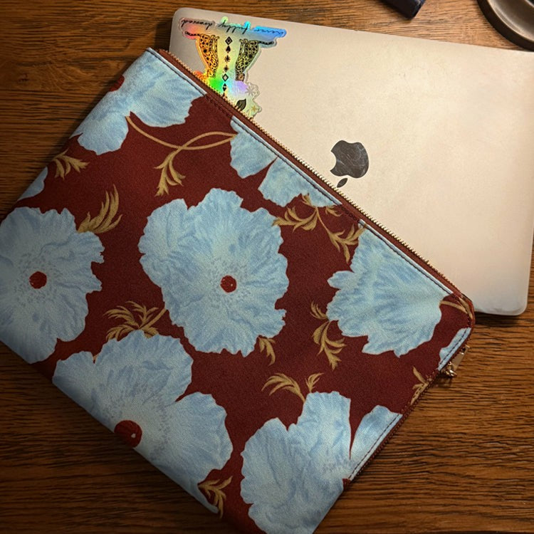 Blue & Burgundy Poppy Laptop Case | Never Fully Dressed Premium