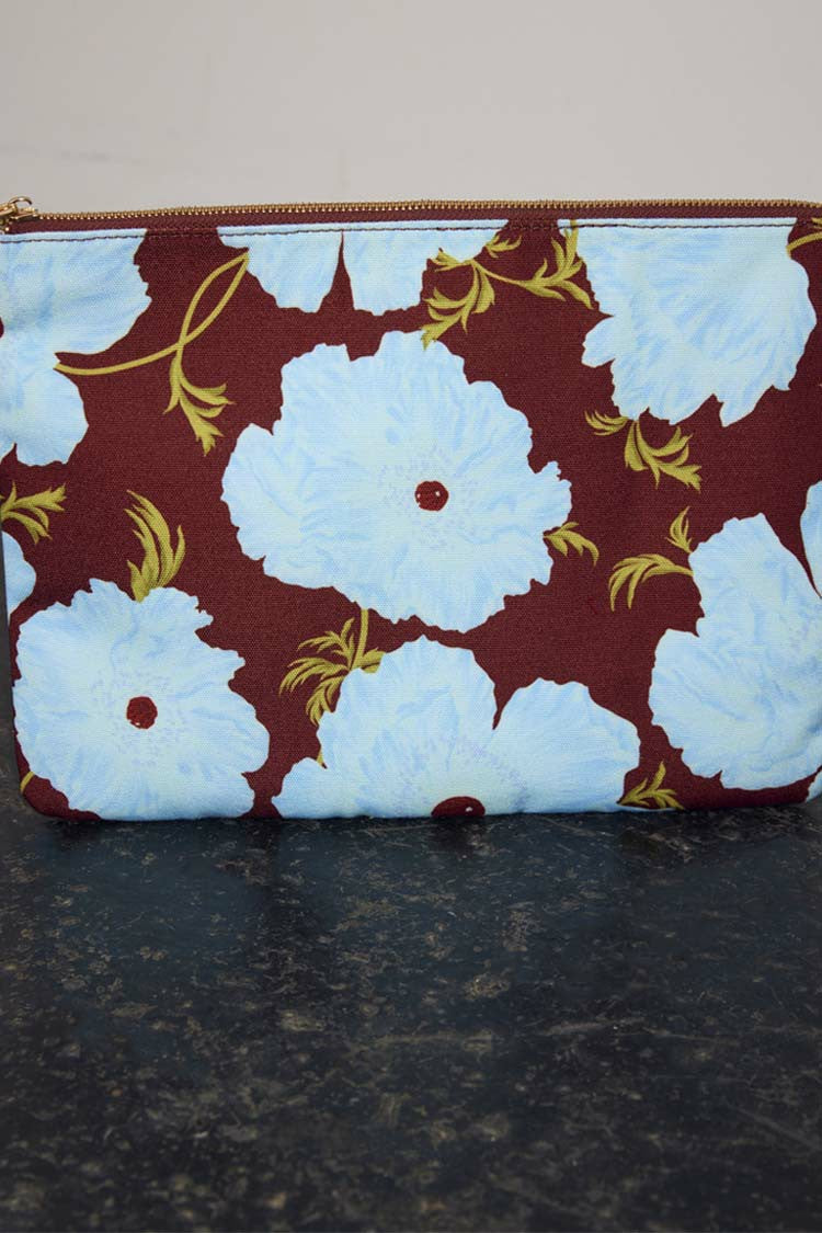Blue & Burgundy Poppy Laptop Case | Never Fully Dressed Premium