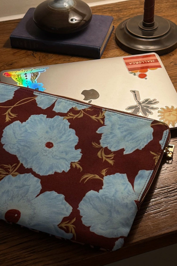 Blue & Burgundy Poppy Laptop Case | Never Fully Dressed Premium