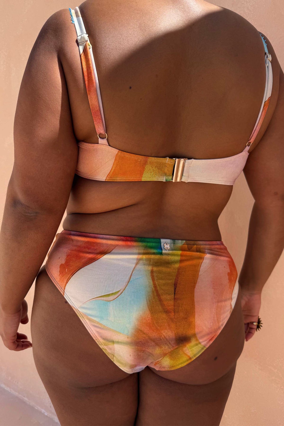 Abstract V Front Bikini Brief in Sunset Print | Never Fully Dressed Trending