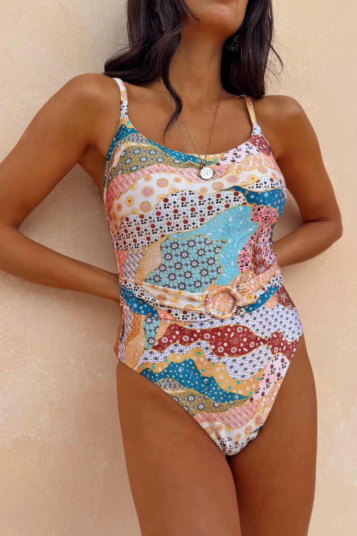 Morocco Print Swimsuit with Belt | Never Fully Dressed Best Price
