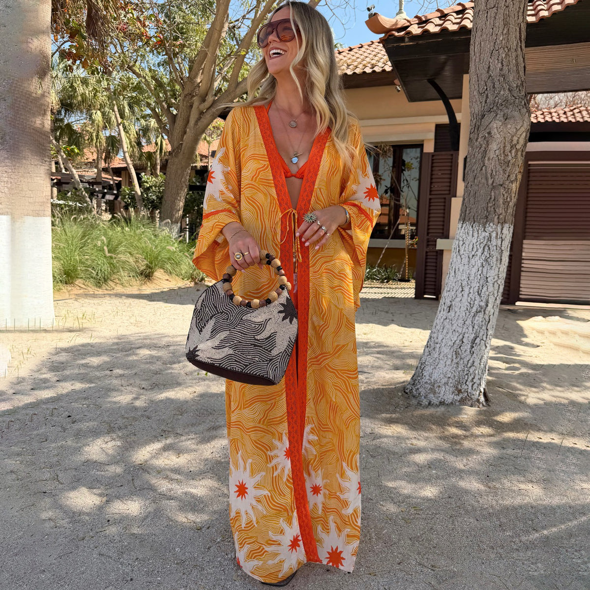 Yellow Sun Kimono with Beading | Never Fully Dressed Everyday