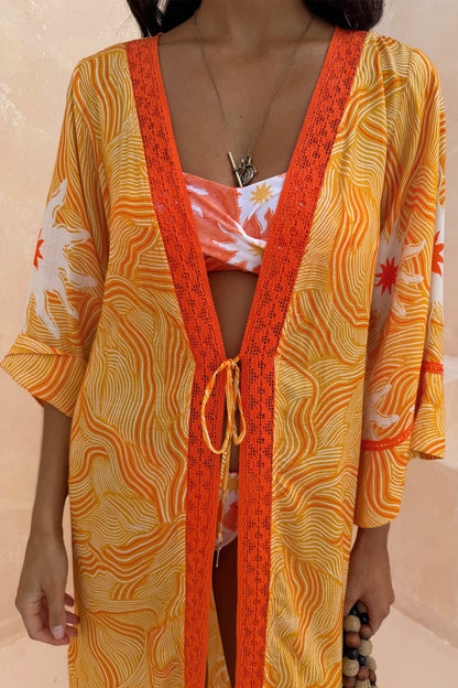 Yellow Sun Kimono with Beading | Never Fully Dressed Everyday