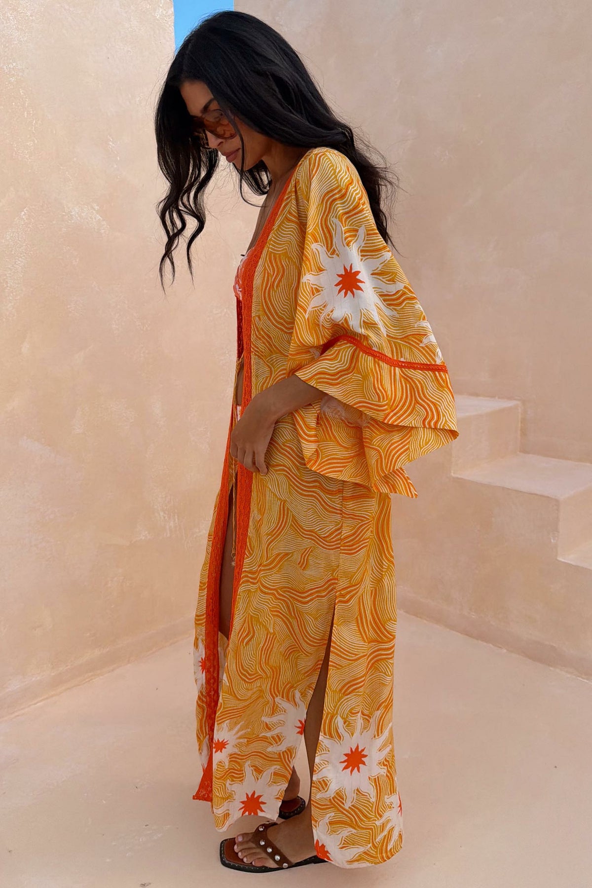 Yellow Sun Kimono with Beading | Never Fully Dressed Everyday
