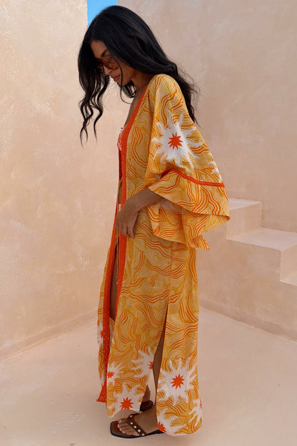 Yellow Sun Kimono with Beading | Never Fully Dressed Everyday